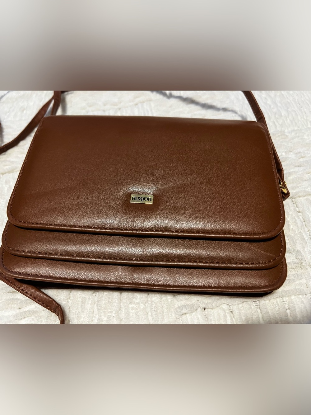Buxton Brown Leather Crossbody Organizer Bag